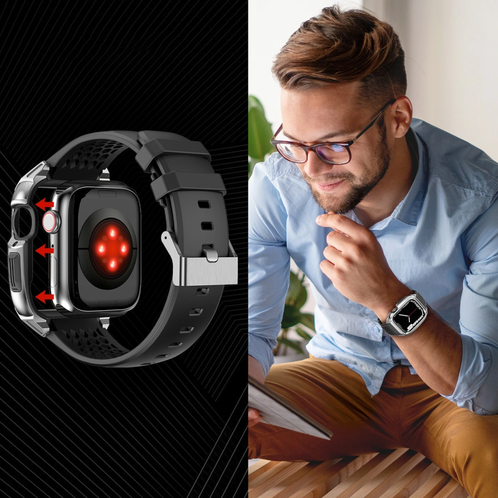 Hurtownia GSM - + etui Kingxbar CYF148 2w1 Apple Watch 4/5/6/7/8/9/SE 44/45mm silberne - KGX637 - {ean13} - Hurt