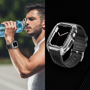 Hurtownia GSM - Pasek + etui Kingxbar CYF148 2w1 Apple Watch 4/5/6/7/8/9/SE 44/45mm srebrne - KGX638 - {ean13} - Hurt
