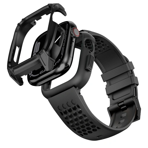 Pasek + etui Kingxbar CYF148 2w1 Apple Watch 4/5/6/7/8/9/SE 44/45mm czarne