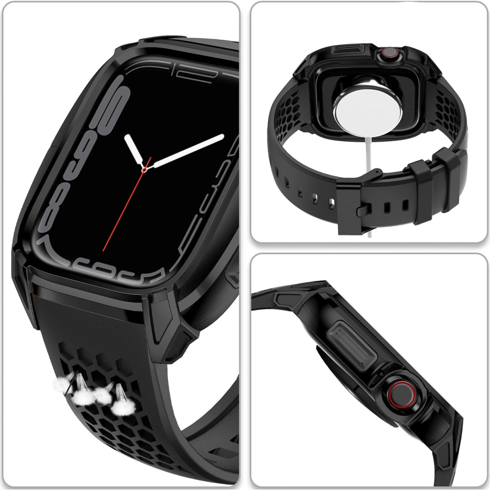 Hurtownia GSM - Pánt + tok Kingxbar CYF148 2w1 Apple Watch 4/5/6/7/8/9/SE 44/45mm fekete - KGX639 - {ean13} - Hurt