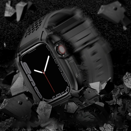 Pasek + etui Kingxbar CYF148 2w1 Apple Watch 4/5/6/7/8/9/SE 44/45mm czarne