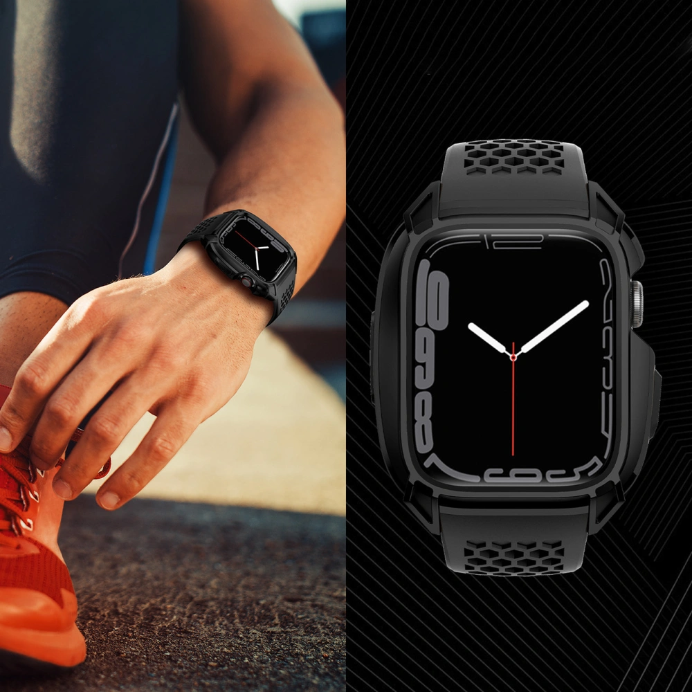 Hurtownia GSM - Pánt + tok Kingxbar CYF148 2w1 Apple Watch 4/5/6/7/8/9/SE 44/45mm fekete - KGX639 - {ean13} - Hurt