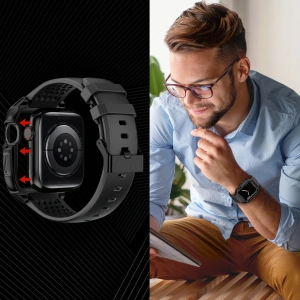 Hurtownia GSM - Pasek + etui Kingxbar CYF148 2w1 Apple Watch 4/5/6/7/8/9/SE 44/45mm czarne - KGX640 - {ean13} - Hurt