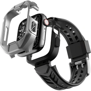 Hurtownia GSM - Pasek + etui Kingxbar CYF136 2w1 Apple Watch 4/5/6/7/8/9/SE 44/45mm srebrne - KGX642 - {ean13} - Hurt