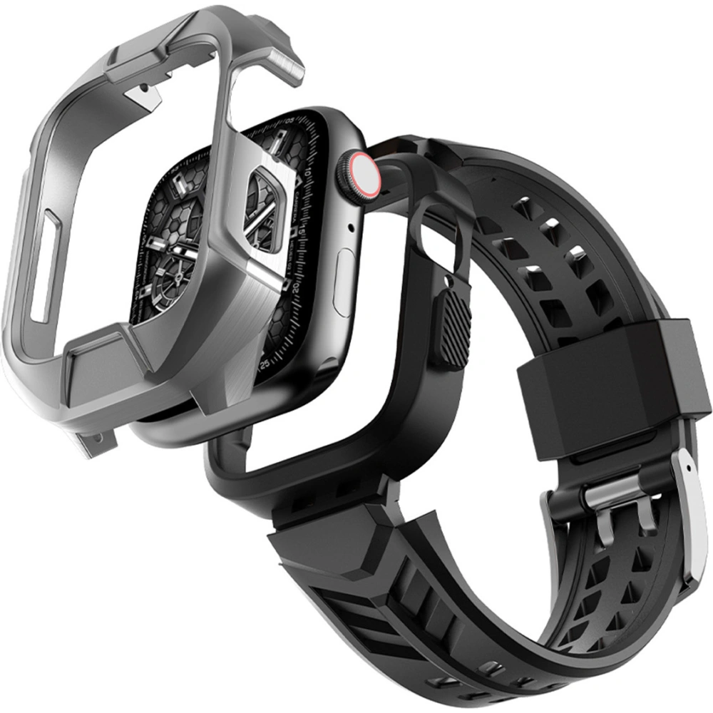Hurtownia GSM - Pasek + etui Kingxbar CYF136 2w1 Apple Watch 4/5/6/7/8/9/SE 44/45mm ezüst - KGX642 - {ean13} - Hurt