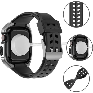 Hurtownia GSM - Pasek + etui Kingxbar CYF136 2w1 Apple Watch 4/5/6/7/8/9/SE 44/45mm srebrne - KGX642 - {ean13} - Hurt