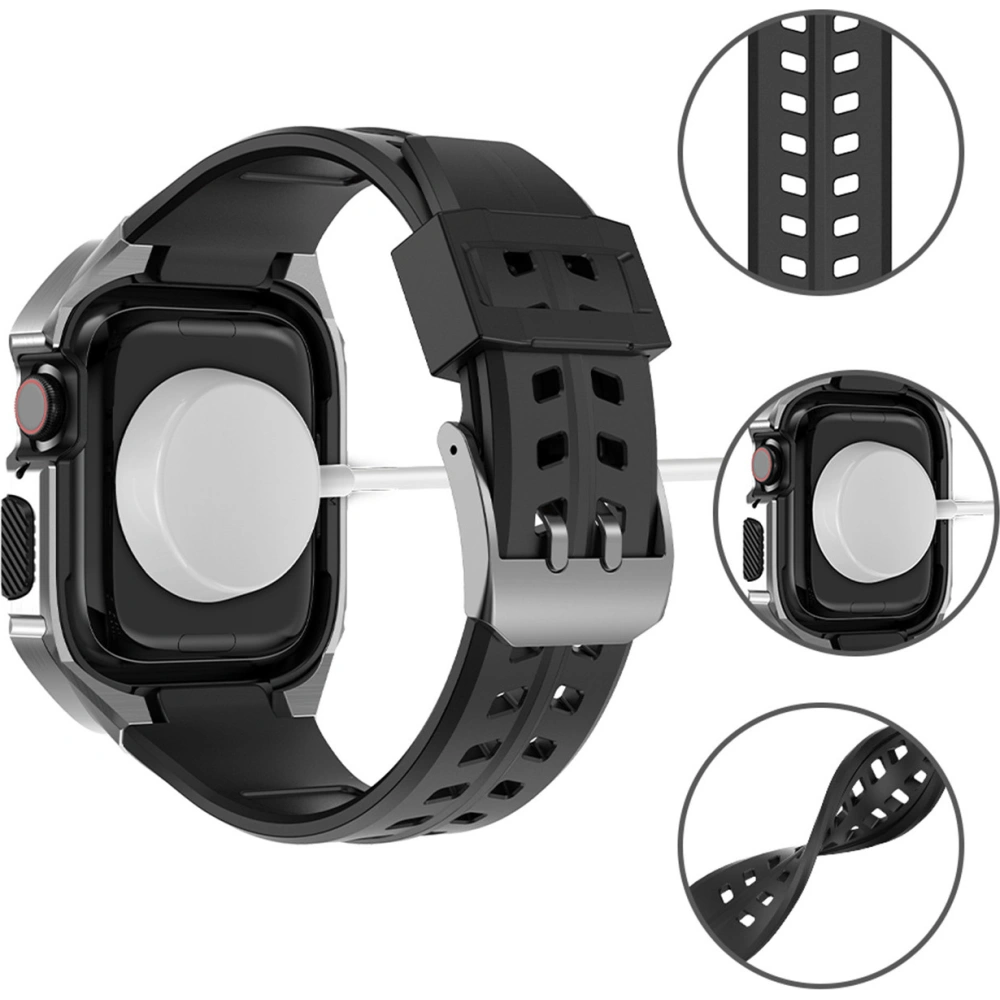 Hurtownia GSM - Pasek + etui Kingxbar CYF136 2w1 Apple Watch 4/5/6/7/8/9/SE 44/45mm ezüst - KGX642 - {ean13} - Hurt