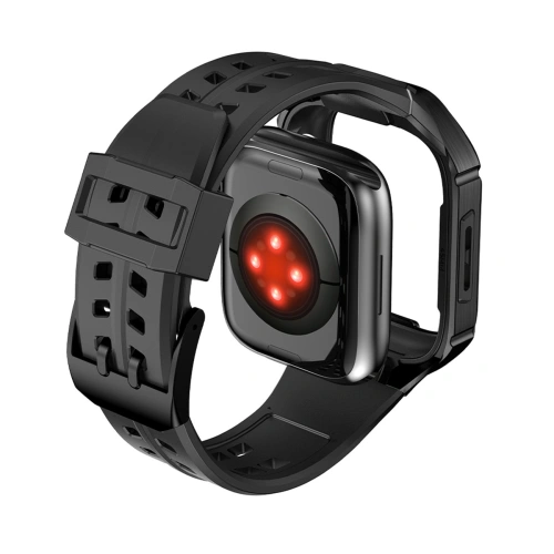 Pasek + etui Kingxbar CYF136 2w1 Apple Watch 4/5/6/7/8/9/SE 44/45mm czarne