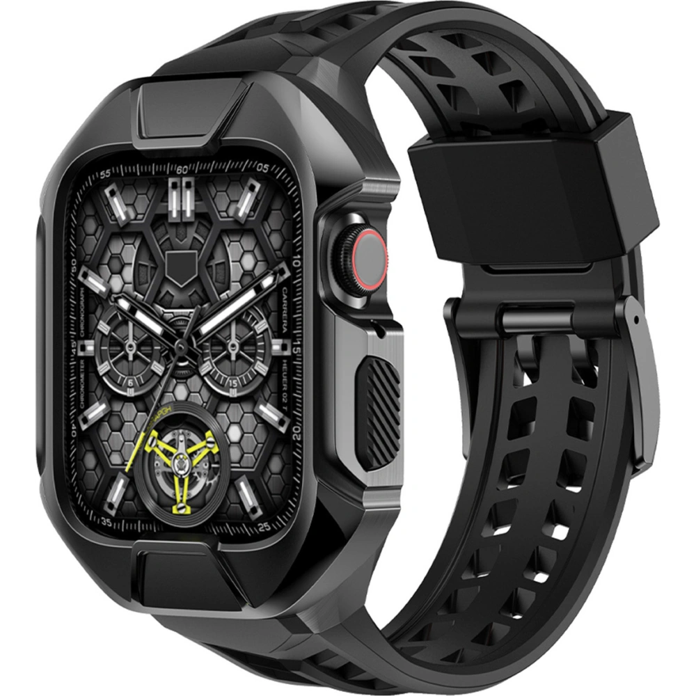 Hurtownia GSM - Pásek + etui Kingxbar CYF136 2w1 Apple Watch 4/5/6/7/8/9/SE 44/45mm černé - KGX644 - {ean13} - Hurt