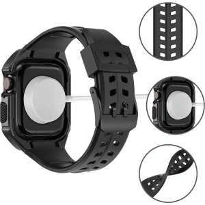Hurtownia GSM - Pasek + etui Kingxbar CYF136 2w1 Apple Watch 4/5/6/7/8/9/SE 44/45mm czarne - KGX644 - {ean13} - Hurt