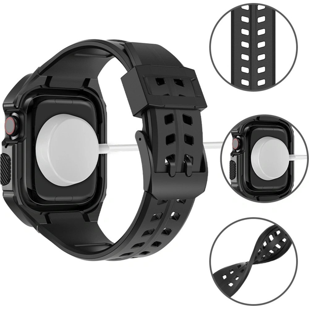 Hurtownia GSM - Pásek + etui Kingxbar CYF136 2w1 Apple Watch 4/5/6/7/8/9/SE 44/45mm černé - KGX644 - {ean13} - Hurt