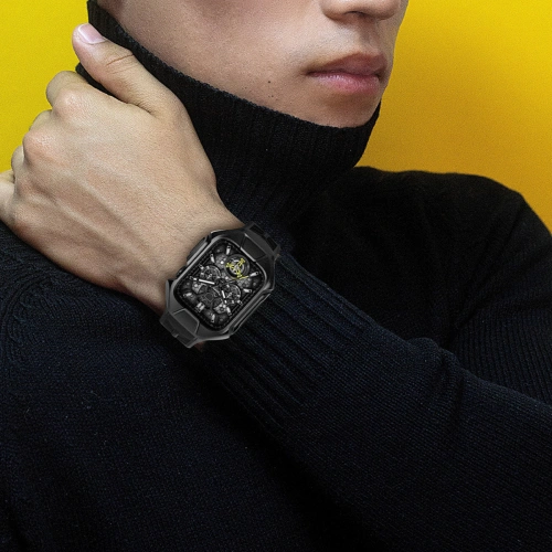 Pasek + etui Kingxbar CYF136 2w1 Apple Watch 4/5/6/7/8/9/SE 44/45mm czarne