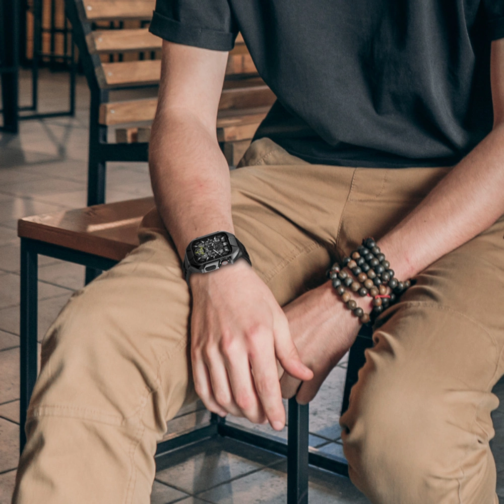 Hurtownia GSM - Pásek + etui Kingxbar CYF136 2w1 Apple Watch 4/5/6/7/8/9/SE 44/45mm černé - KGX644 - {ean13} - Hurt