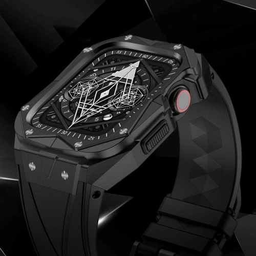 Pasek + etui Kingxbar CYF140 2w1 Apple Watch 4/5/6/7/8/9/SE 44/45mm srebrne