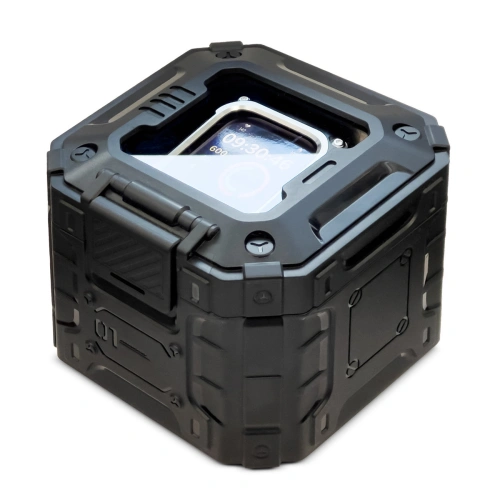 Pasek + etui Kingxbar CYF134 2w1 Apple Watch 4/5/6/7/8/9/SE 44/45mm czarne