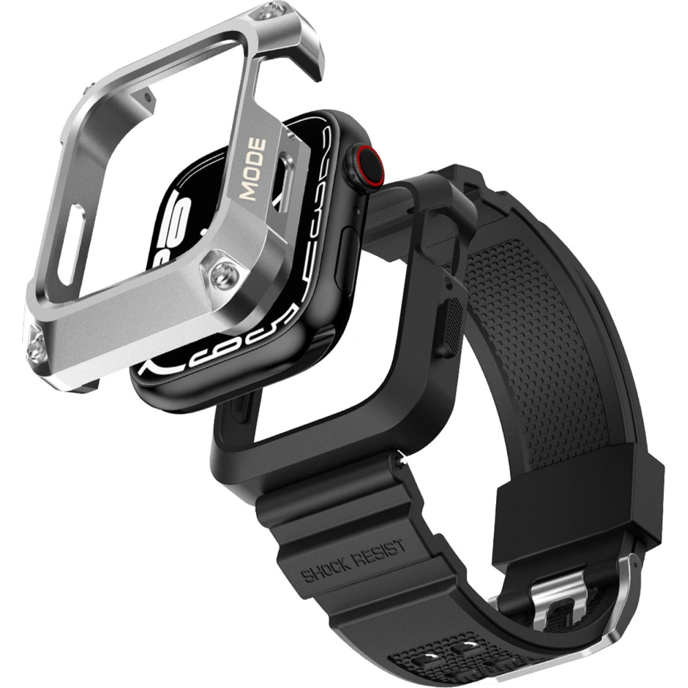 Hurtownia GSM - Pásek + etui Kingxbar CYF134 2w1 Apple Watch 4/5/6/7/8/9/SE 44/45mm stříbrné - KGX653 - {ean13} - Hurt