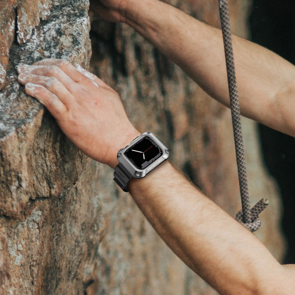 Hurtownia GSM - Pásek + etui Kingxbar CYF134 2w1 Apple Watch 4/5/6/7/8/9/SE 44/45mm stříbrné - KGX653 - {ean13} - Hurt