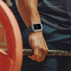 Hurtownia GSM - Pasek + etui Kingxbar CYF134 2w1 Apple Watch 4/5/6/7/8/9/SE 44/45mm srebrne - KGX653 - {ean13} - Hurt