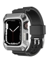 Pásek + etui Kingxbar CYF134 2w1 Apple Watch 4/5/6/7/8/9/SE 44/45mm stříbrné