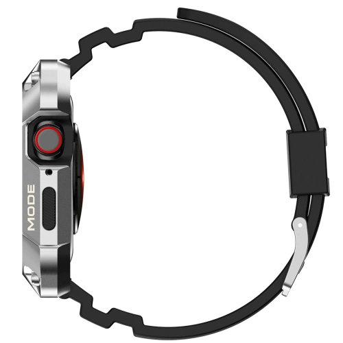 Pasek + etui Kingxbar CYF134 2w1 Apple Watch 4/5/6/7/8/9/SE 44/45mm srebrne