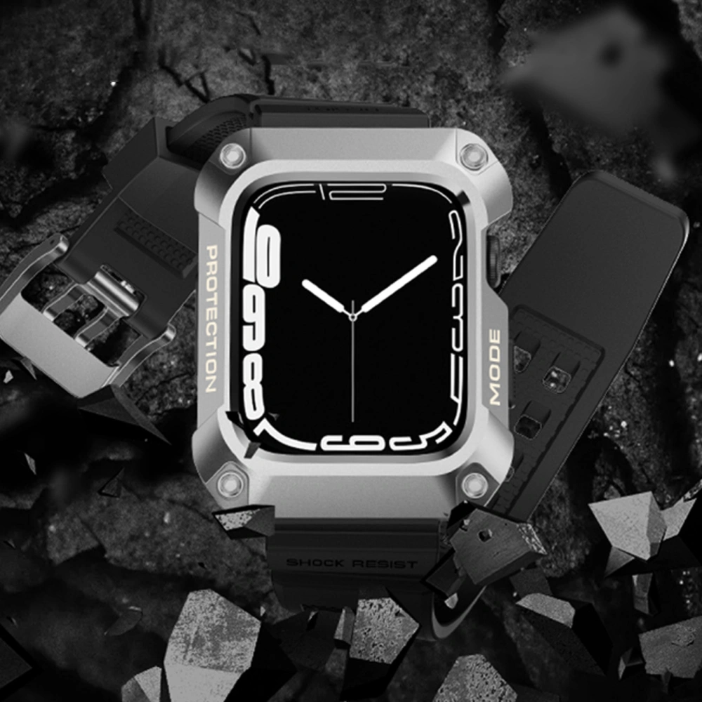 Wholesale Belt + case Kingxbar CYF134 2w1 Apple Watch 4/5/6/7/8/9/SE 44/45mm silver - KGX654 - {ean13} - Hurt