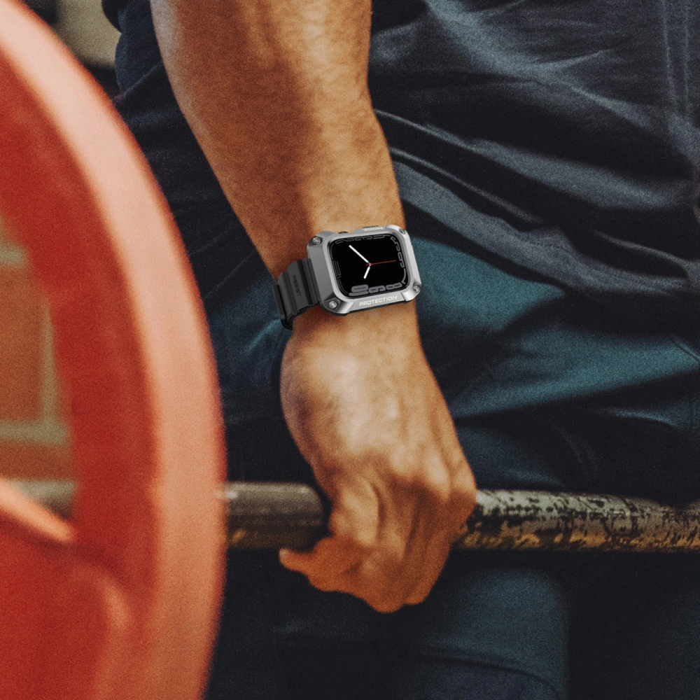 Hurtownia GSM - Pásek + etui Kingxbar CYF134 2w1 Apple Watch 4/5/6/7/8/9/SE 44/45mm stříbrné - KGX654 - {ean13} - Hurt