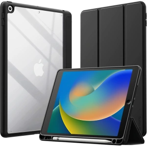 Hurtownia GSM - Etui Crong PrimeFolio Apple iPad 10.2 2019/2020/2021 (7., 8. a 9. generace) + držák na tužku (černý/průhledný) - CRG593 - {ean13} - Hurt