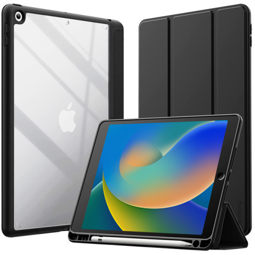 Hurtownia Crong - 5904310702676 - CRG593 - Etui Crong PrimeFolio Apple iPad 10.2 2019/2020/2021 (7., 8. i 9. generacji) + Pencil holder (czarny/przezroczysty) - B2B homescreen