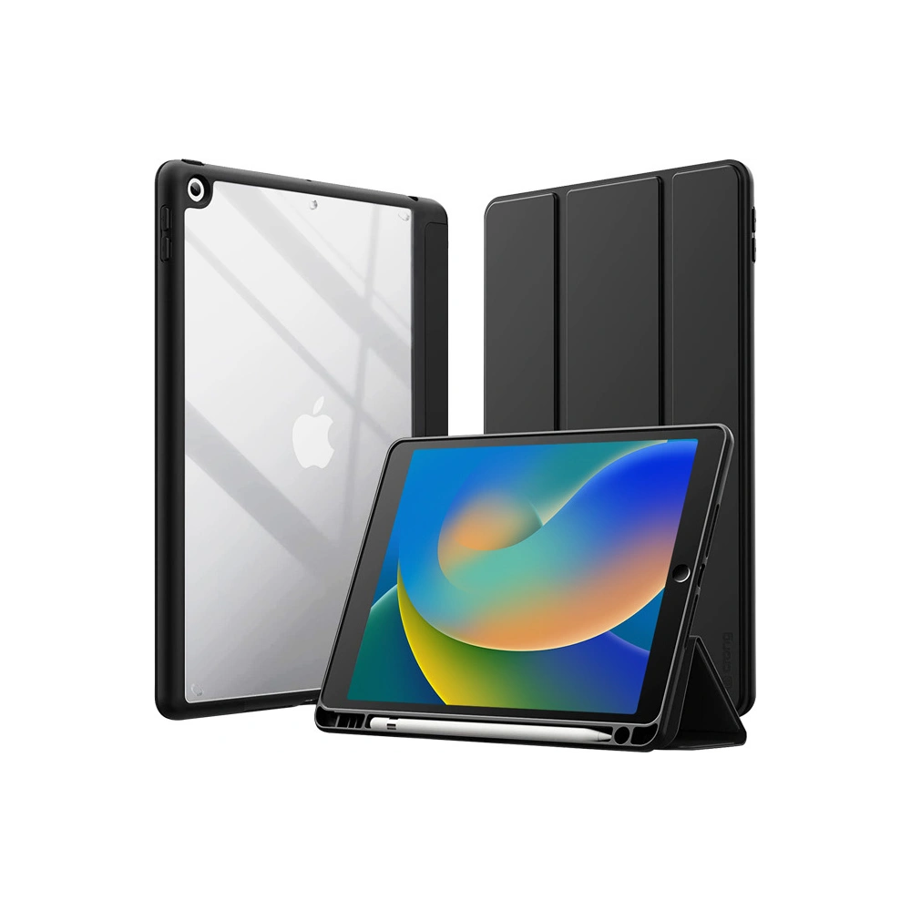 Hurtownia GSM - Crong Apple Case PrimeFolio iPad 10.2 2019/2020/2021 (7., 8. und 9. Generation) + Pencil Halter (schwarz/transparent) - CRG593 - {ean13} - Hurt