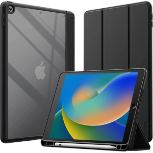 Hurtownia GSM - Etui Crong PrimeFolio Apple iPad 10.2 2019/2020/2021 (7., 8. a 9. generace) + držák na tužku (černý/průhledný) - CRG593 - {ean13} - Hurt