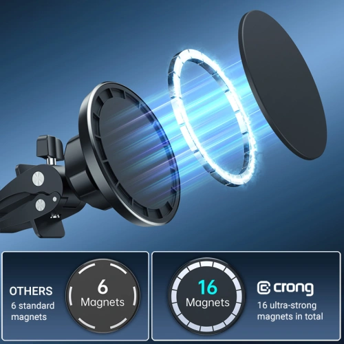 Uchwyt samochodowy magnetyczny MagSafe Crong Carclip Magnetic (czarny)