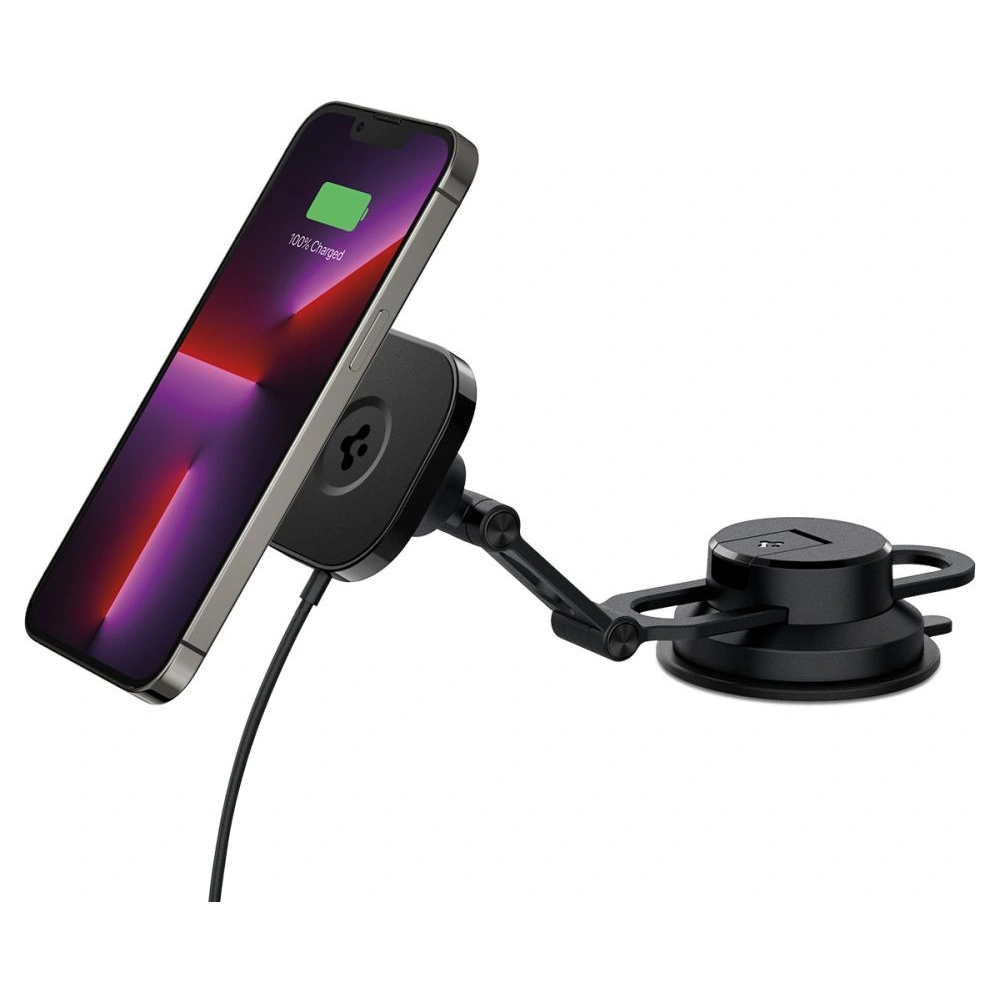 Hurtownia GSM - Autós tartó vezeték nélküli töltővel Spigen OneTap Pro 3 Fekete Dash Magnetic Autós Tartó (MagFit) Fekete - SPN2842 - {ean13} - Hurt