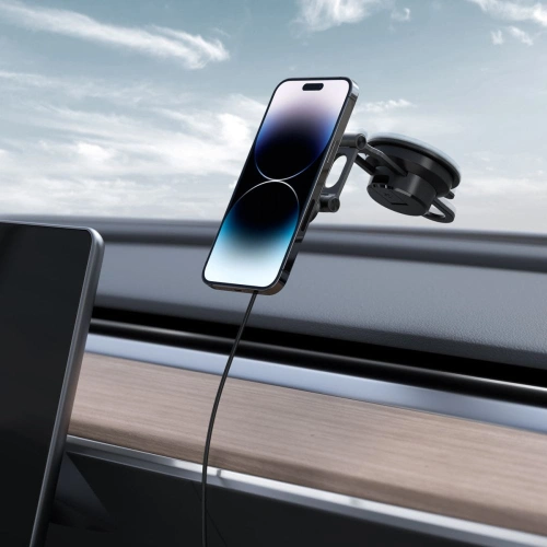Uchwyt samochodowy z ładowarką bezprzewodową Spigen OneTap Pro 3 Black Dash Magnetic Car Mount (MagFit) Black