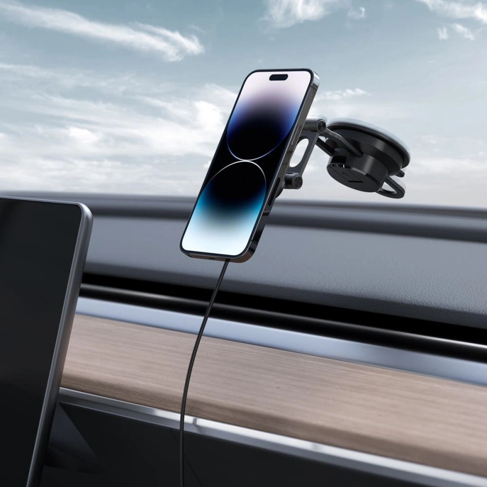 Hurtownia GSM - Autós tartó vezeték nélküli töltővel Spigen OneTap Pro 3 Fekete Dash Magnetic Autós Tartó (MagFit) Fekete - SPN2842 - {ean13} - Hurt