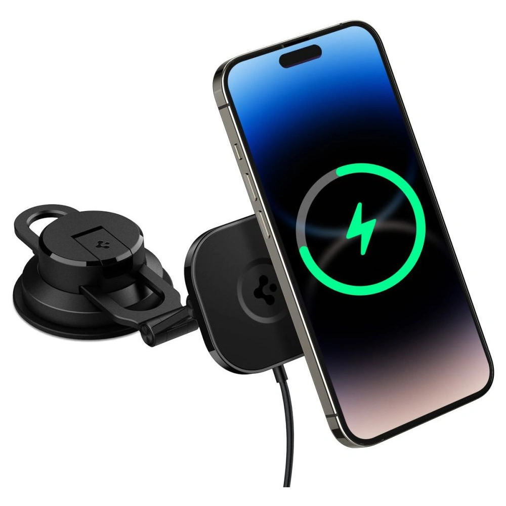 Hurtownia GSM - Autós tartó vezeték nélküli töltővel Spigen OneTap Pro 3 Fekete Dash Magnetic Autós Tartó (MagFit) Fekete - SPN2842 - {ean13} - Hurt