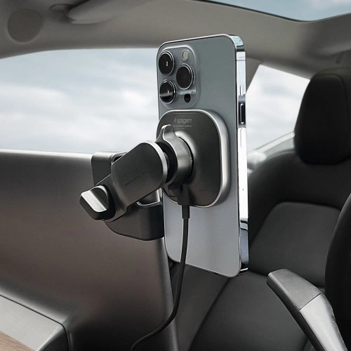 Uchwyt samochodowy z ładowarką bezprzewodową Spigen Tesla OneTap Pro Wireless Screen Car Mount (Mag Fit) Black