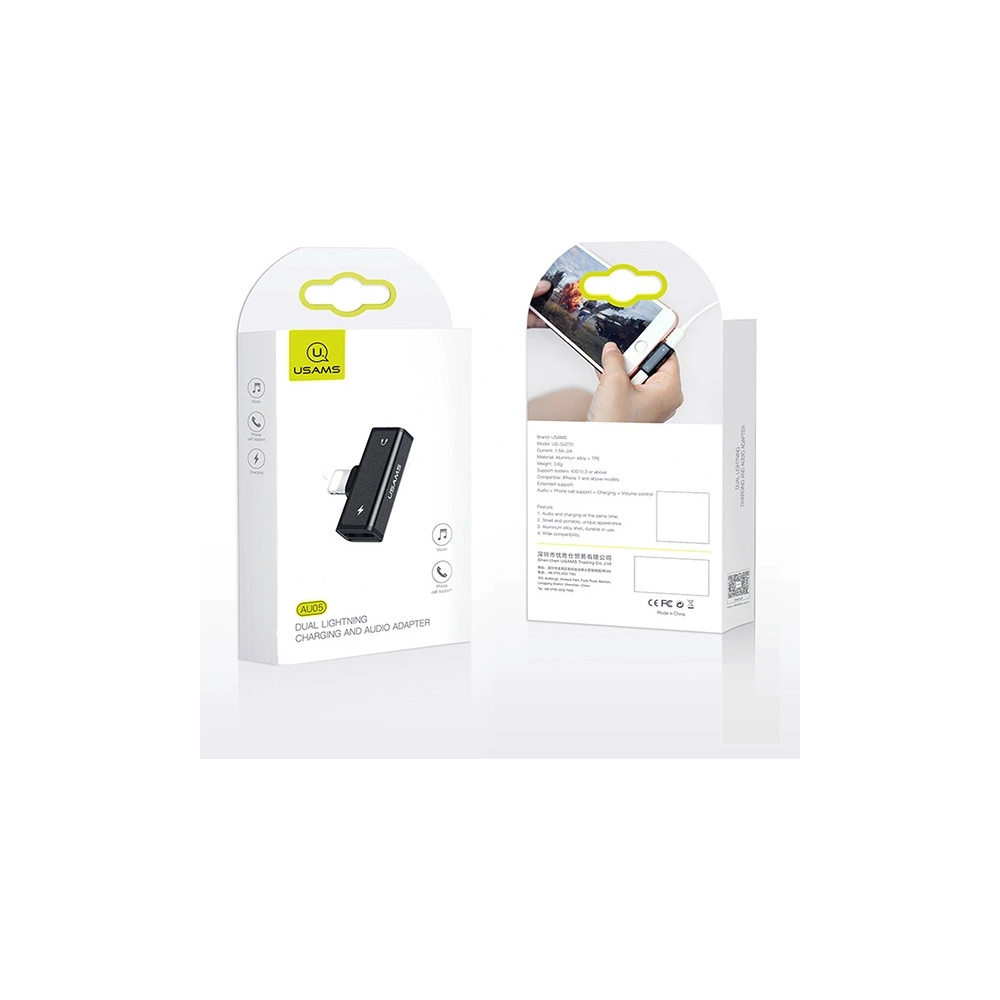 Hurtownia GSM - Adapter USAMS US-SJ270 AU05 2w1 Lightning negru/black - USA939 - {ean13} - Hurt