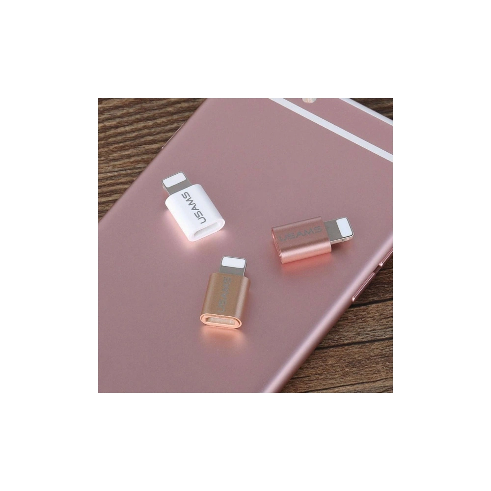 Hurtownia GSM - Adaptér USAMS US-SJ014 microUSB/Lightning růžovo-zlatý/rose gold - USA940 - {ean13} - Hurt