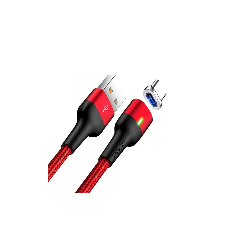 Hurtownia GSM - USAMS US-SJ327 U28 mágneses kábel USB-A/USB-C 2A/3A Gyors Töltés 1m piros/vörös - USA942 - {ean13} - Hurt