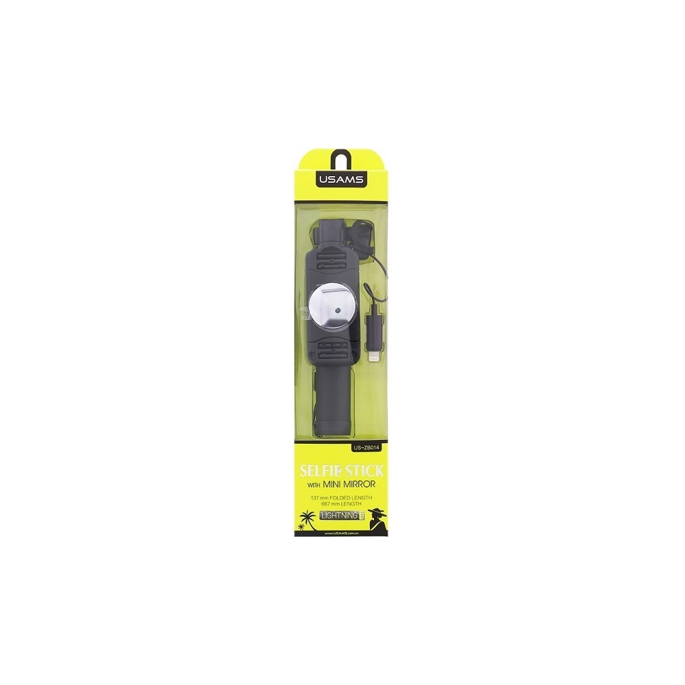 Hurtownia GSM - Selfie tyč USAMS US-ZB014 Mini Mirror Lightning černá/black - USA944 - {ean13} - Hurt