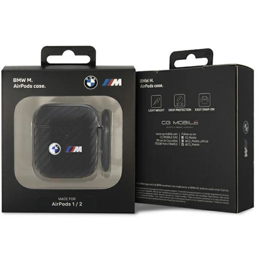 Etui BMW BMA2WMPUCA2 Apple AirPods 2/1 czarny/black Carbon Double Metal Logo