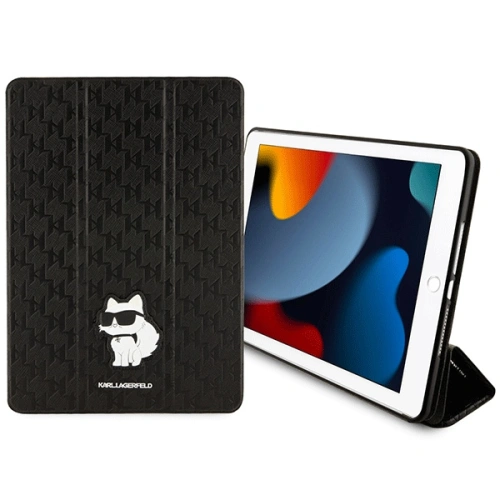 Etui Karl Lagerfeld KLFC10SAKHPCK Apple iPad 10.2 2019/2020/2021 (7., 8. i 9. generacji) czarny/black Saffiano Monogram Choupette Magnet Allover