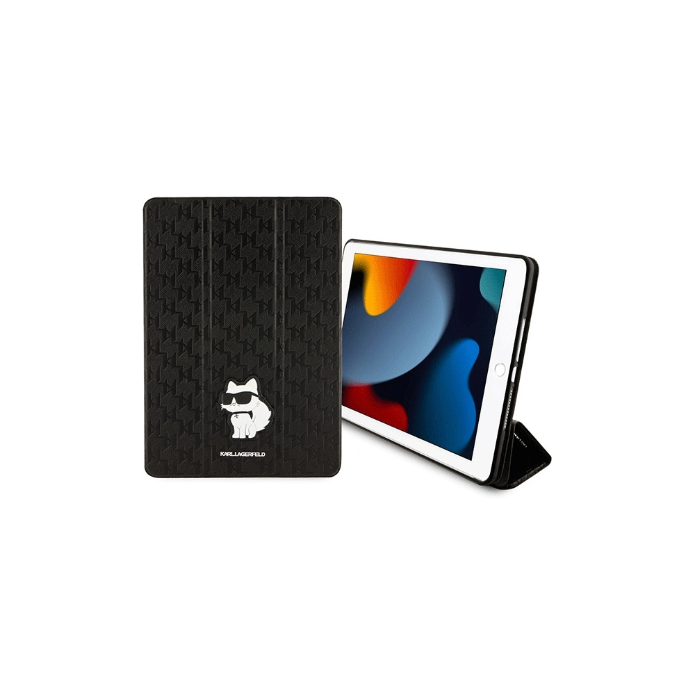 Hurtownia GSM - Etui Karl Lagerfeld KLFC10SAKHPCK Apple iPad 10.2 2019/2020/2021 (7., 8. și 9. generație) negru/black Saffiano Monogram Choupette Magnet Allover - KLD1524 - {ean13} - Hurt