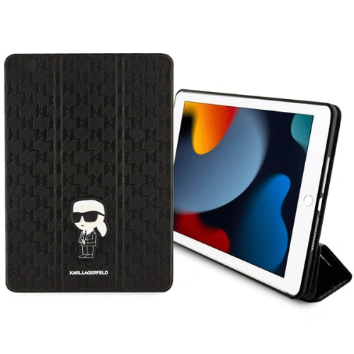 Etui Karl Lagerfeld KLFC10SAKHPKK Apple iPad 10.2 2019/2020/2021 (7., 8. i 9. generacji) czarny/black Saffiano Monogram Ikonik Magnet Allover