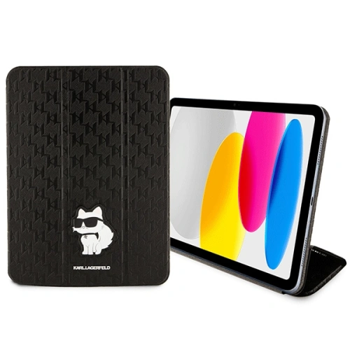 Etui Karl Lagerfeld KLFC11SAKHPCK Apple iPad 10.9" 2022 / 11" 2025 czarny/black Saffiano Monogram Choupette Magnet Allover