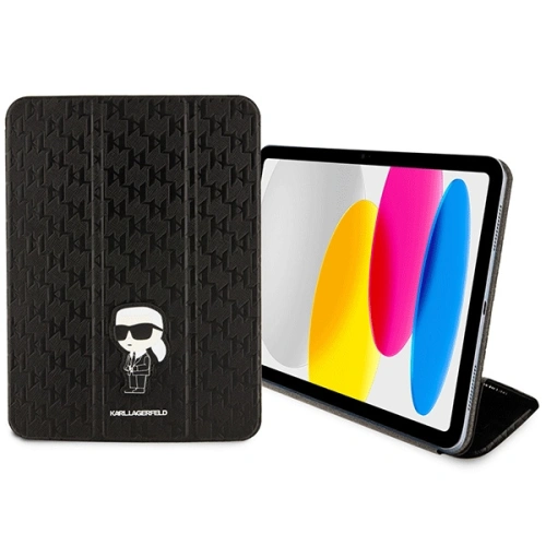 Etui Karl Lagerfeld KLFC11SAKHPKK Apple iPad 10.9" 2022 / 11" 2025 czarny/black Saffiano Monogram Ikonik Magnet Allover