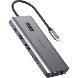 Hurtownia GSM - Adapter 12w1 Choetech HUB-M26 USB-C zu USB-C+ USB-A+ HDMI+ VGA+ AUX+ SD+ TF (grau) - CHT41 - {ean13} - Hurt