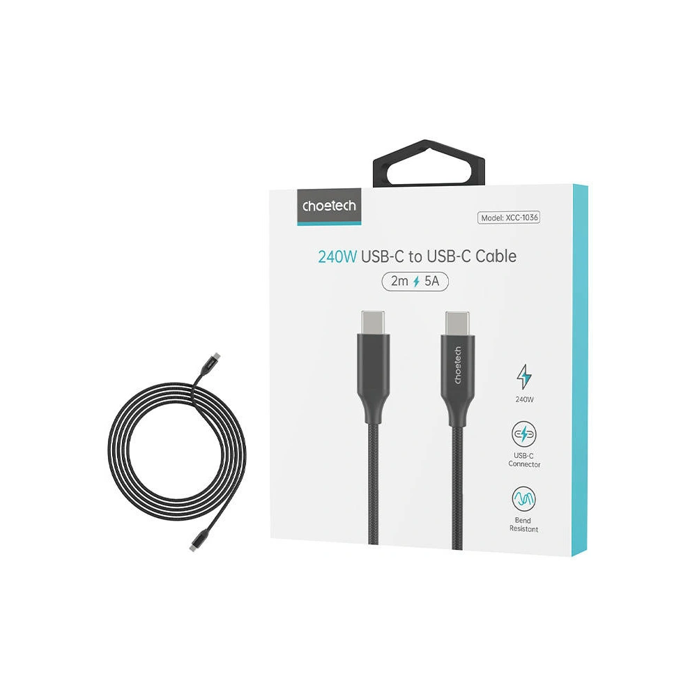 Hurtownia GSM - Kabel Choetech XCC-1036 USB-C/USB-C 3.1 240W 2m (schwarz) - CHT54 - {ean13} - Hurt
