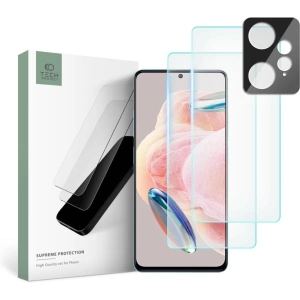 Szkło hartowane + na obiektywy aparatu Tech-Protect Supreme Set Xiaomi Redmi Note 12 LTE Clear [2+1 PACK]
