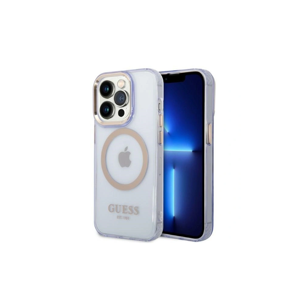 Hurtownia GSM - Etui Guess GUHMP14LHTCMU Apple iPhone 14 Pro lila/purple kemény tok Arany Kontúr Átlátszó MagSafe - GUE2448 - {ean13} - Hurt